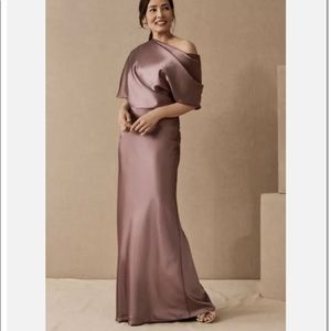 BHLDN Amsale Pryce dress long Mauve size 14 one shoulder Mother of bride